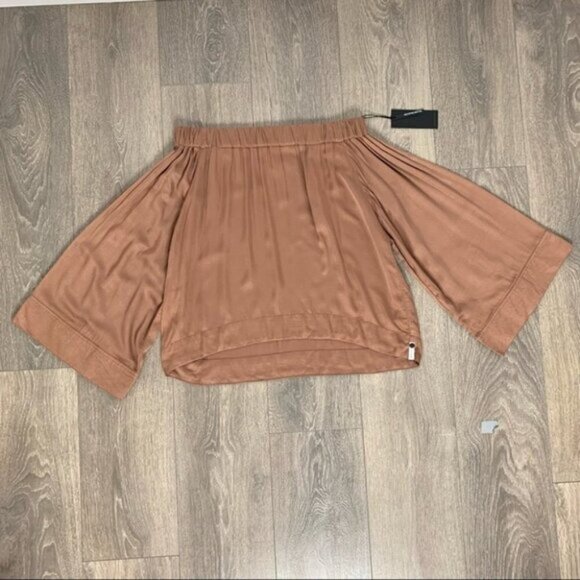 Free People One Teaspoon Boy Bowie Blouse Top Off the Shoulder Wide Flare Sleeve - Picture 5 of 15